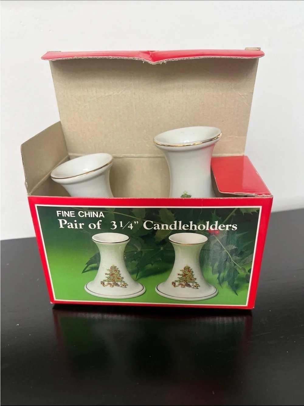 Bundle -  Sugar and  Creamer Set and Candles Set - White Christmas Tree Design